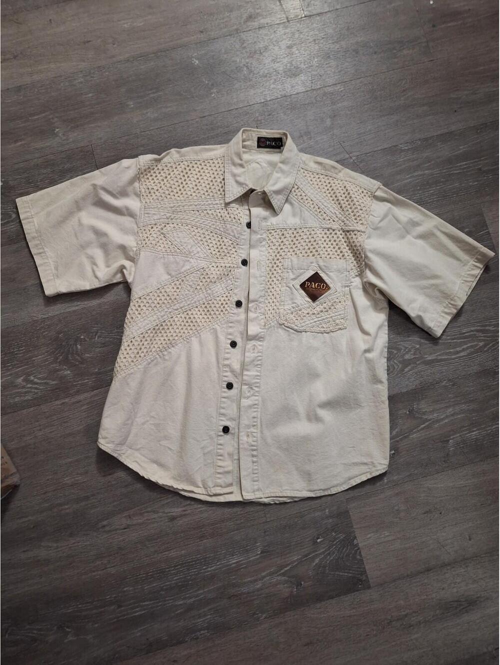 Vintage Y2K Paco Jeans Casual Short Sleeve Button Up Top, Accents, Skater, Retro